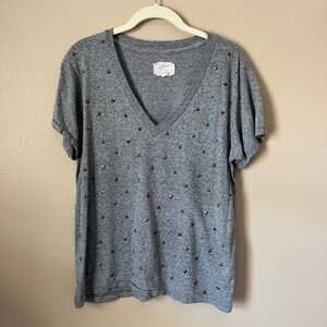 CURRENT ELLIOTT Gray V Neck Shirt with Studs